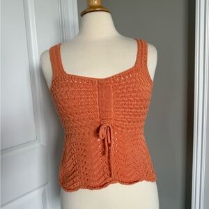 Orange Knit Sleeveless Top